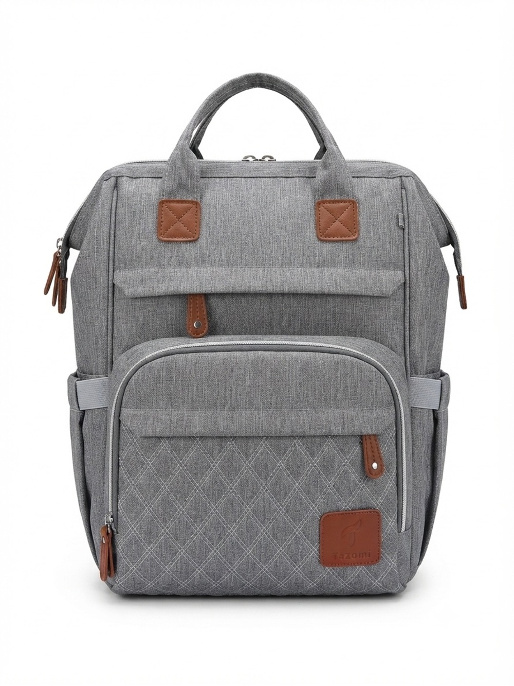 Versatile Gray Backpack with Brown Accents - Women's Everyday Backpack